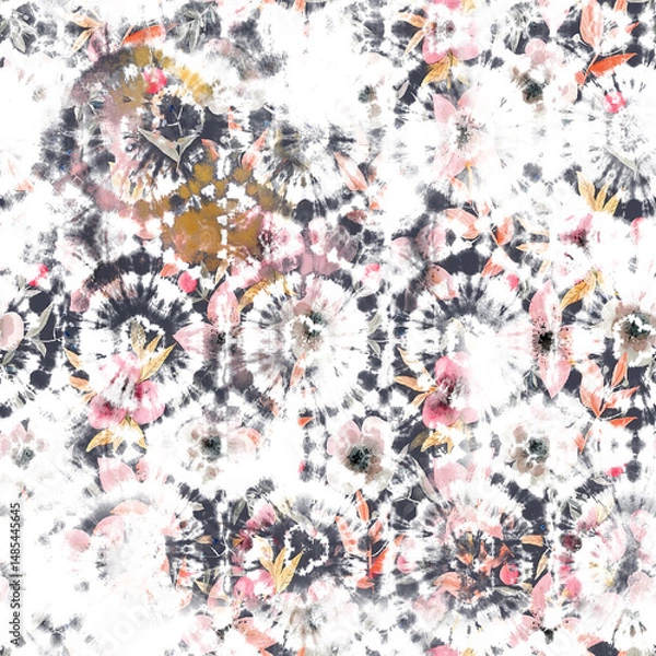 Fototapeta watercolor Shibori pattern, tie dye allover, textile, Shibori allover, tie dye pattern, watercolour pattern,design Abstract Print, Shibori print, Ajrakh Pattern and block print, batik pattern