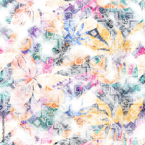 Fototapeta watercolor Shibori pattern, tie dye allover, textile, Shibori allover, tie dye pattern, watercolour pattern,design Abstract Print, Shibori print, Ajrakh Pattern and block print, batik pattern