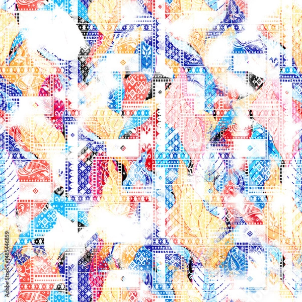 Fototapeta watercolor Shibori pattern, tie dye allover, textile, Shibori allover, tie dye pattern, watercolour pattern,design Abstract Print, Shibori print, Ajrakh Pattern and block print, batik pattern