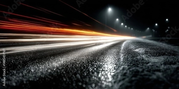 Obraz Dynamic Speed Light Streaks Against Dark Background