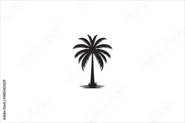 Fototapeta coconut tree   silhouette with a simple, understated design set against a white background