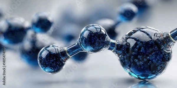 Fototapeta 3D Molecular Model of Perfluorobutanoic Acid with Chemical Structure