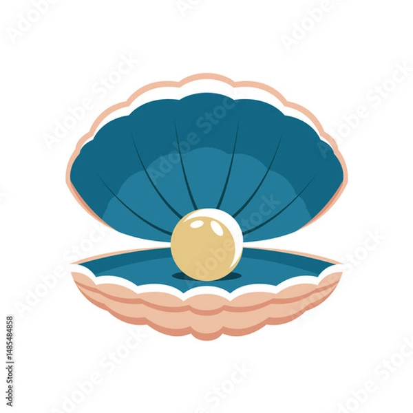 Fototapeta Pearl clams colored vector illustration. Used for any platform action promotion and advertising. Isolated symbol sign used for: mobile, app, design, web, dev, ui, ux, gui. EPS 10. For your project. 