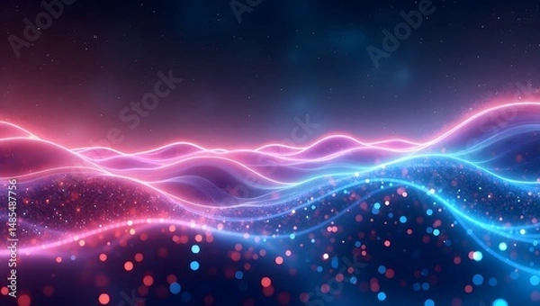 Fototapeta Abstract light trails, motion blur, technological concept, Blue Digital Background with Bright Light