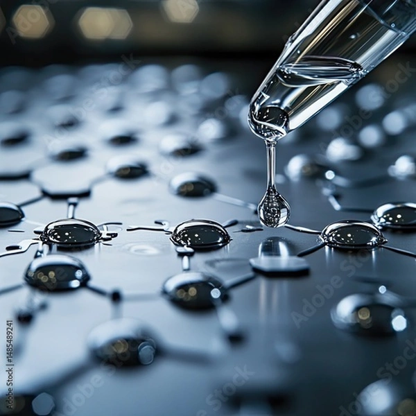 Fototapeta Nano-coatings for water repellent surfaces developing nano-coatings to create water-repellent surfaces, enhancing durability and performance of materials.