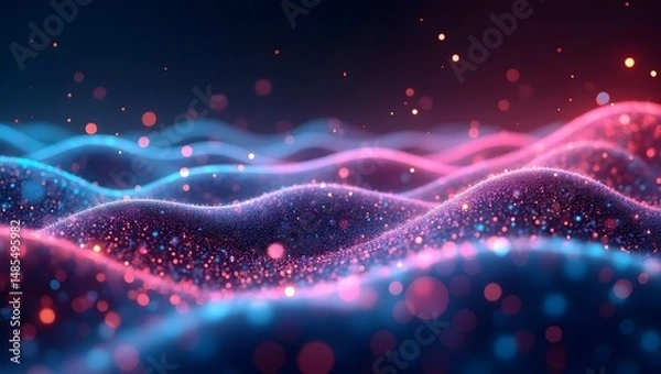 Fototapeta Abstract light trails, motion blur, technological concept, Blue Digital Background with Bright Light