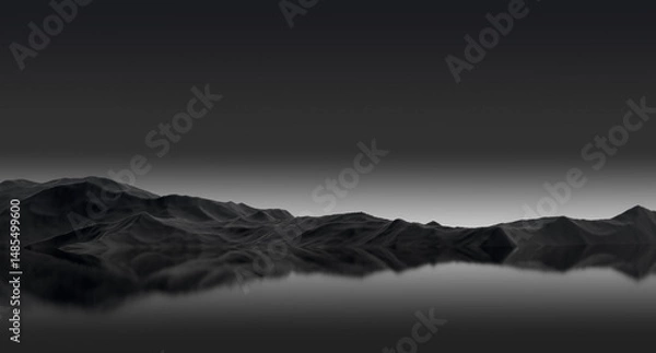 Obraz Gloomy dark stone,rocky island on the horizon of water,lake,wallpaper.3D render