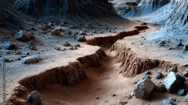Fototapeta underwater clouds of sediment slowly drifting from terrain