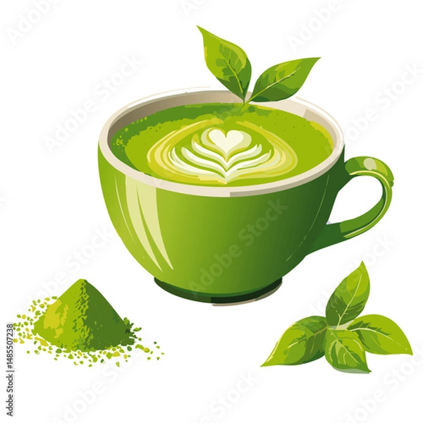 Obraz Japanese green matcha tea vector graphic design