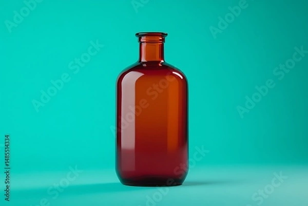 Fototapeta Amber bottle against vibrant teal background