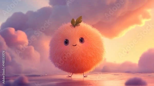 Obraz Adorable fluffy creature ventures out during the pastel skies dawn exploration