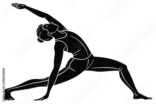 Obraz Yoga Virtual Lessons Style Silhouette Vector Online Wellness and Fitness Design