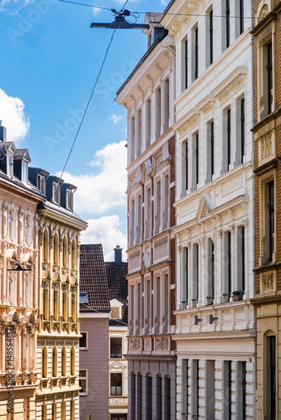 Fototapeta Straßenzug mit Altnauten aus der Gründerzeit in Wuppertal, Deutschland