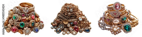 Obraz Vintage Jewelry Collection on Transparent Background for Display