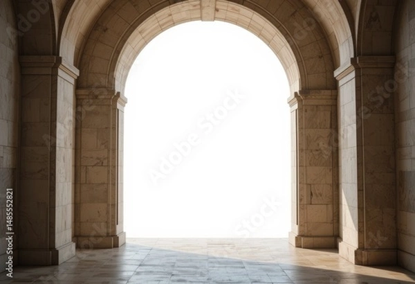 Fototapeta Interior arch with blank background, framing natural copy space.