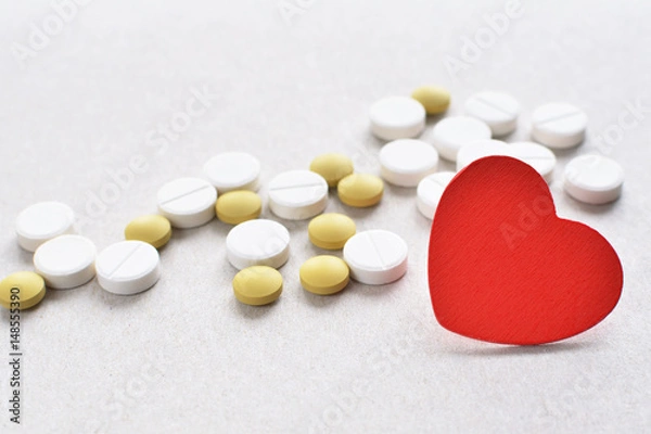 Obraz colored tablets with red heart