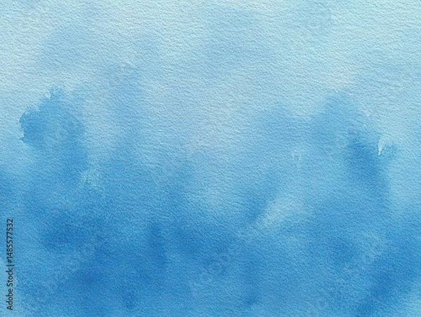 Fototapeta Abstract blue watercolor background with soft gradients and textured paper surface evoking a calm and peaceful atmosphere