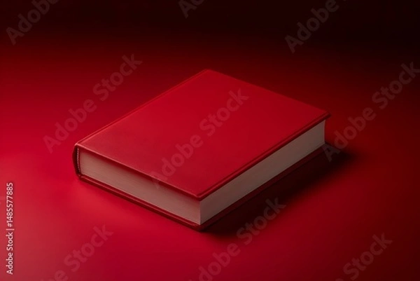 Fototapeta Solid Red Book on a Vibrant Red Background with Bold Elegance