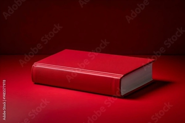 Fototapeta Solid Red Book on a Vibrant Red Background with Bold Elegance