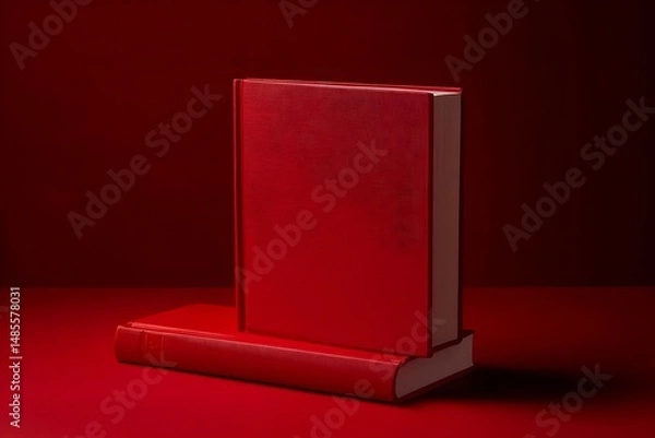 Fototapeta Solid Red Book on a Vibrant Red Background with Bold Elegance