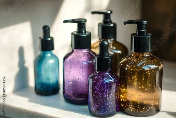 Fototapeta Elegant Bottles for Cosmetics and Homemade Products with Stylish Design
