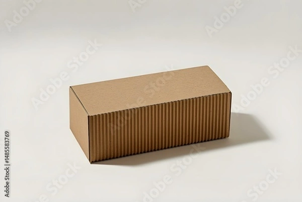 Fototapeta Closed Rectangular Corrugated Fiberboard Box for Secure Packaging