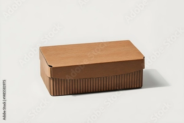 Fototapeta Closed Rectangular Corrugated Fiberboard Box for Secure Packaging