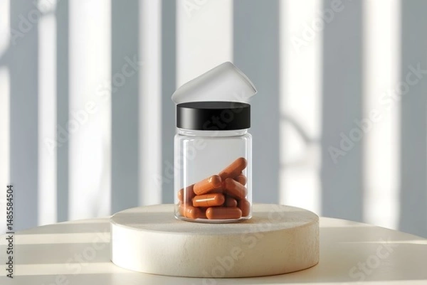 Fototapeta Medical Product Mockup with Transparent Container for Sterile Presentation