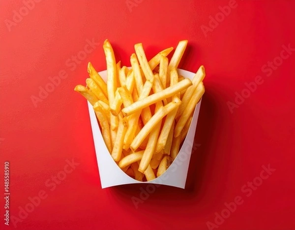 Fototapeta Minimalist Fries on Red Hero Image for Food Advertisement Generative AI