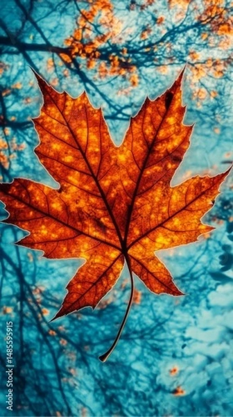 Fototapeta Intricate patterns observed in a leaf under a microscope showcasing interweaving structures and textures