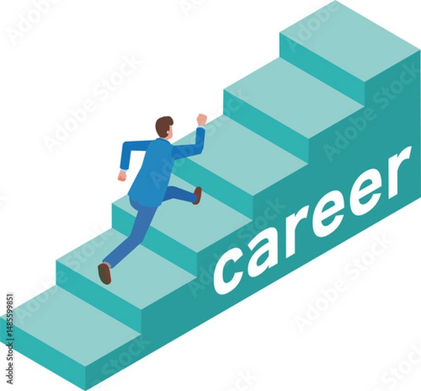Obraz キャリアアップの階段を上る男性