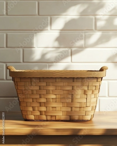 Fototapeta A mockup of a branded laundry basket mold, placed on a crafting table