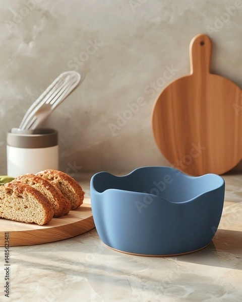 Fototapeta A realistic cake mold mockup with a silicone design, placed on a counter