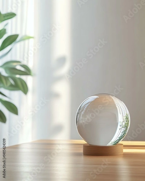 Fototapeta A realistic furniture level mockup with a bubble design, placed on a table
