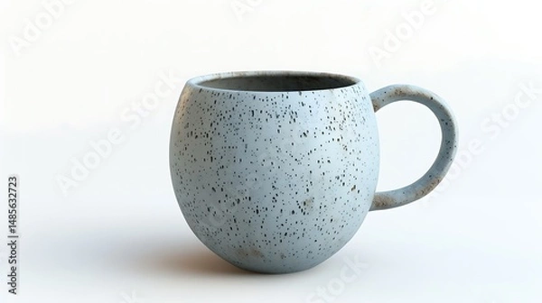 Fototapeta Ceramic coffee mug with subtle speckled texture and round handle, isolated on a white background. 