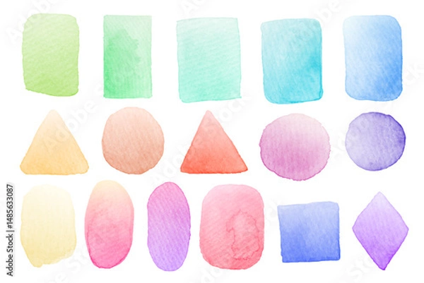 Fototapeta abstract watercolor stains and shapes isolated on a white background