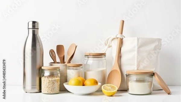 Fototapeta Zero Waste Kitchen Essentials Still Life