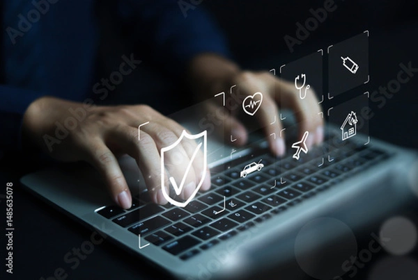 Fototapeta An insurance agent explained the company's new policy which covers auto home health and life risks helping families stay protected in the event of an emergency while also mitigating the economic risks