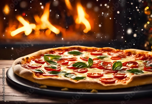 Obraz AI Generative illustration of a traditional Italian Pizza