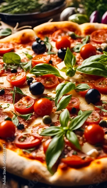 Obraz AI Generative illustration of a traditional Italian Pizza
