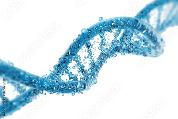 Fototapeta Luminous blue DNA strand spiraling in the air, symbolizing life%E2%80%99s molecular structure and genetic coding, isolated on a clean white background (3)