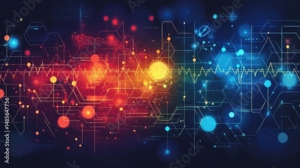 Fototapeta Abstract digital network data flow