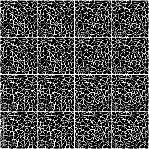 Fototapeta Pattern with monochrome flowers in groove style in square format.
