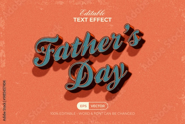 Fototapeta Vintage Text Effect Father's Day Retro Classic Style. Editable Text Effect Grainy Noise Texture Background.