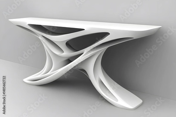Fototapeta White designer space table. Interior design concept. Isolated object on white background.