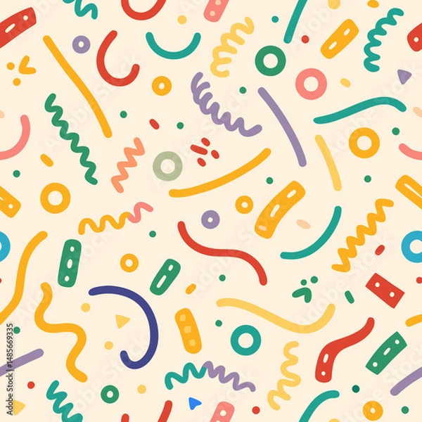 Obraz Colorful, playful pattern with various shapes and lines