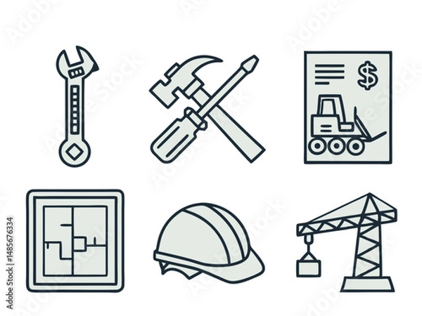 Obraz Home repair tools icon set vector illustration collection symbol design