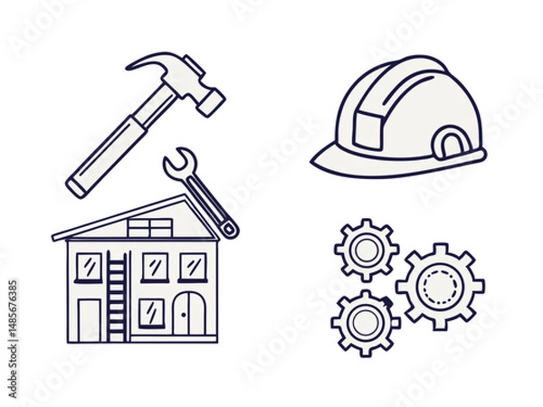 Obraz Home repair tools icon set vector illustration collection symbol design