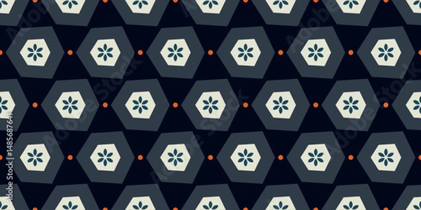 Obraz Stars background abstract star shapes pattern. Repeat small hexagon elements modern floral fabric design textile swatch easy to recolor all over print block. Digital illustration high resolution image