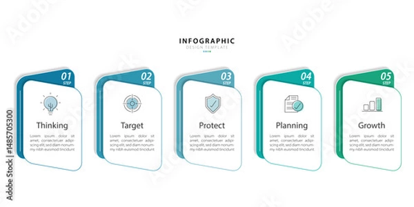 Fototapeta Timeline Creator infographic template. 5 Step timeline journey, calendar Flat simple infographics design template. presentation graph. Business concept with 5 options, gantt vector illustration.